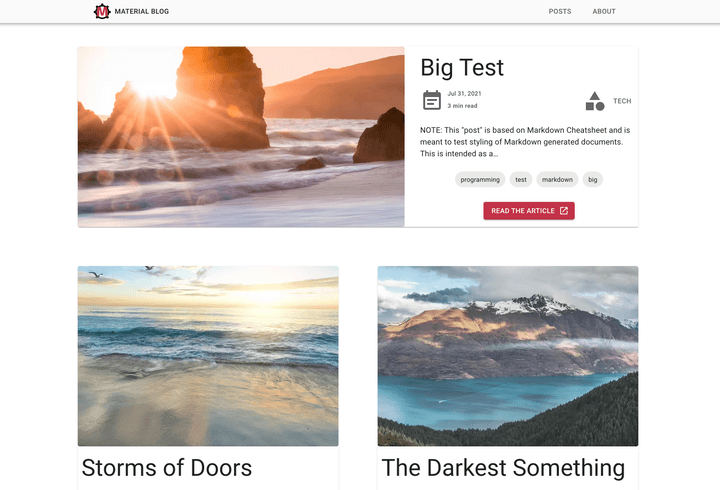 Screenshot of gatsby-material-starter